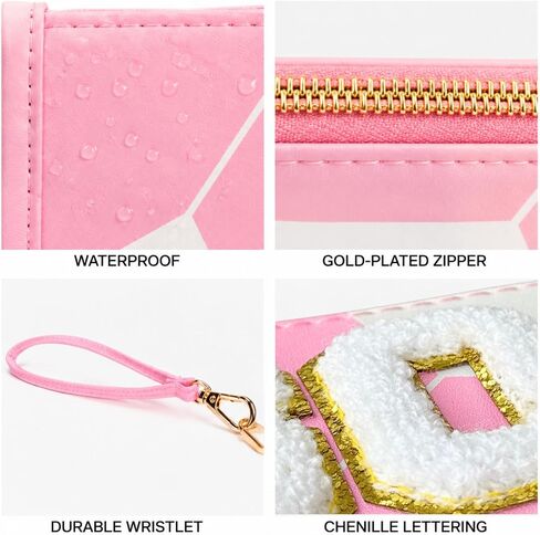 Soccer Gift Set for Girls, Soccer Game Day Essentials, Pink Makeup Bag with Gift Box, 50 Soccer Stickers, Scrunchies & Bracelet, Cute Soccer Accessories for Soccer Fans Teen Girls in Saudi Arabia