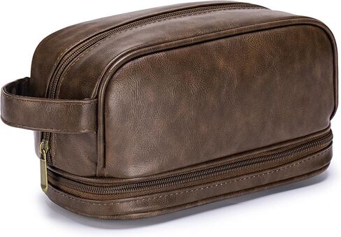 TSA Approved Toiletry Bag for Men Vegan Leather Travel Essentials Shaving Dopp Kit Toiletries Organizer Case for Grooming Farther Day Gift,Black in Saudi Arabia