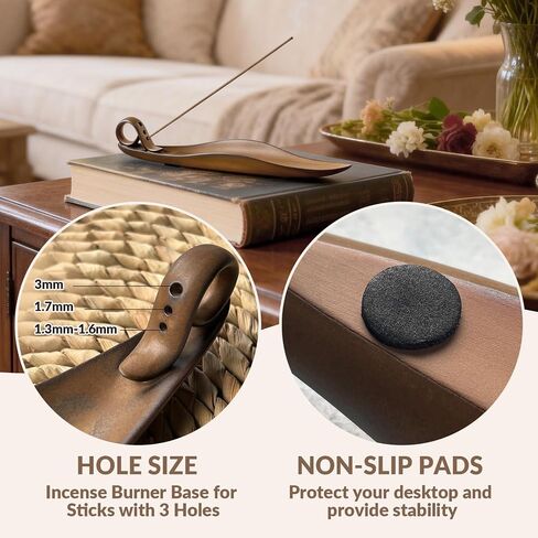 Home Ceramic Ceremony Incense Holder,Creative Incense Burner Base for Sticks with 3 Holes(1.3-1.6mm/1.7mm/3mm),Handmade insence-sticks burner for Meditation Yoga Spa Room Decor,Gift Home Decor (Brown) in Saudi Arabia