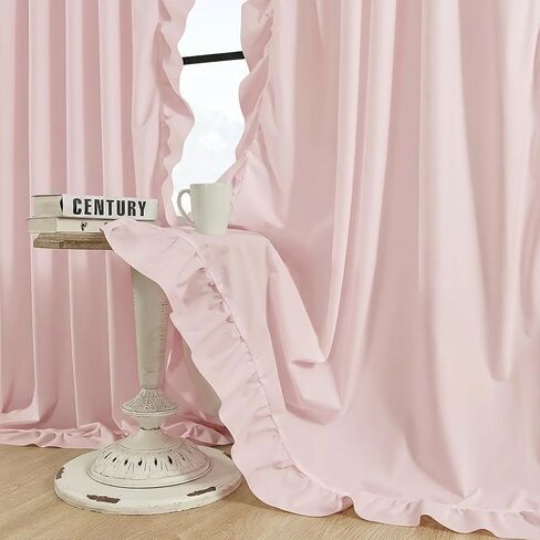 Ruffle Curtains 84 Inches Long for Bedroom Living Room,Farmhouse Black Ruffle Curtains Light Filtering Victorian Gothic Drapes Rod Pocket French Country Flowy Window Curtain in Saudi Arabia