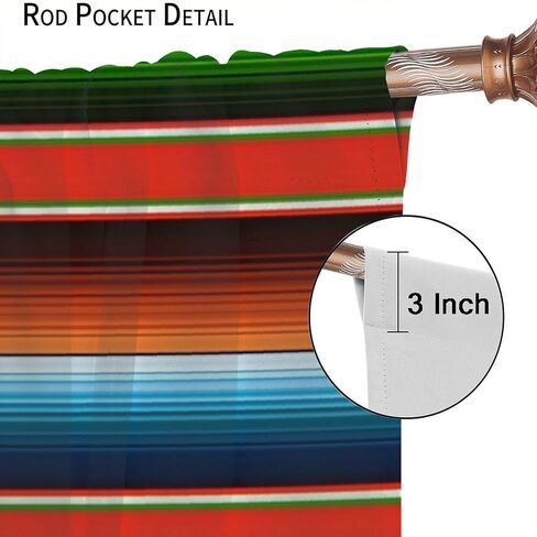 Mexican Curtains, Colorful Serape Striped Pattern Bohemian Design Window Drapes for Bedroom Living Room, 42" W X 45" L (No Blackout) in Saudi Arabia