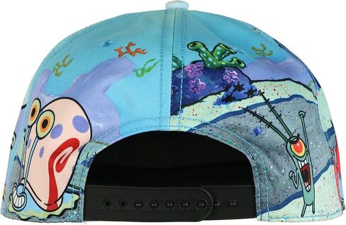 Nickelodeon Spongebob Squarepants Hat Men's Bikini Bottom Flat Brim Snapback Cap OSFM Multicolor in Saudi Arabia