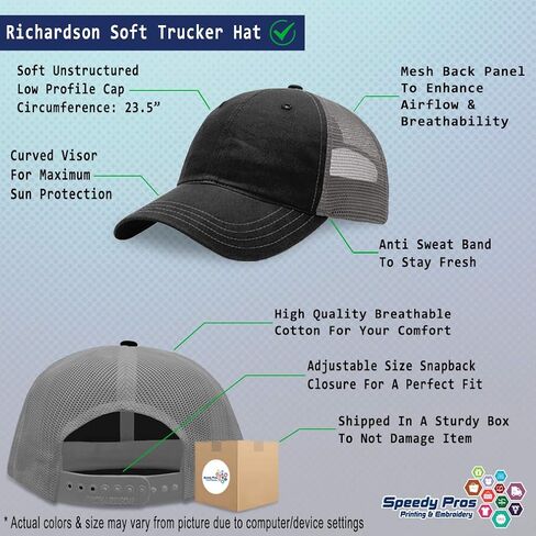 Richardson Trucker Mesh Hat Swedish Flag Sweden Sverige Embroidery Cotton Dad Hats for Men & Women Snapback Black Charcoal in Kuwait