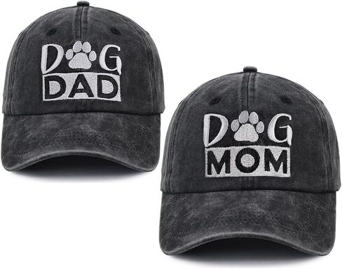 Xpayzere 2 PCS Dog Mom and Dad Hats for Women Men, Adjustable Cotton Embroidered Matching Couple Pet Lovers Baseball Cap in Saudi Arabia