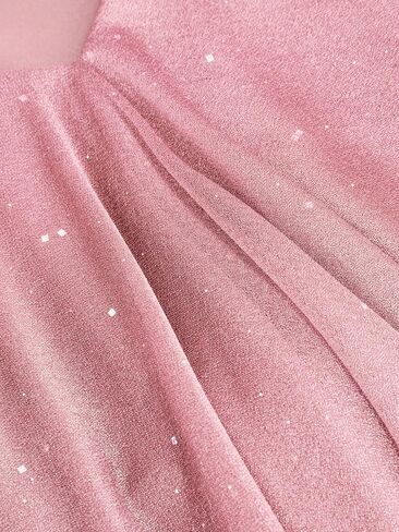 CIDER Halter Dresses Women Sequin V-Neck Halter Ruffled Hem Oversized Mini Dress Scarf Mid Waist Pink in Saudi Arabia