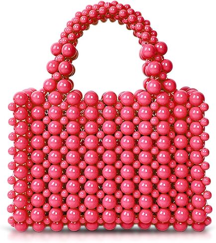 Women Bead Clutch Purse,Evening Bags, Square Pink Handbags, Tote Bag for Party Wedding Travel in Saudi Arabia