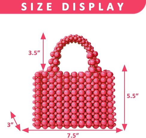 Women Bead Clutch Purse,Evening Bags, Square Pink Handbags, Tote Bag for Party Wedding Travel in Saudi Arabia