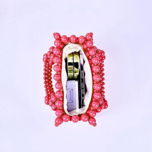 Women Bead Clutch Purse,Evening Bags, Square Pink Handbags, Tote Bag for Party Wedding Travel in Saudi Arabia