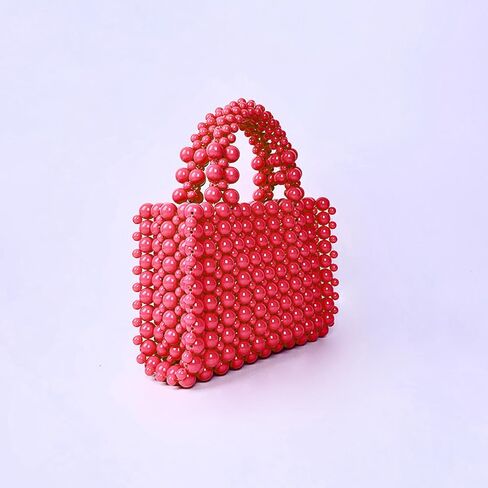 Women Bead Clutch Purse,Evening Bags, Square Pink Handbags, Tote Bag for Party Wedding Travel in Saudi Arabia