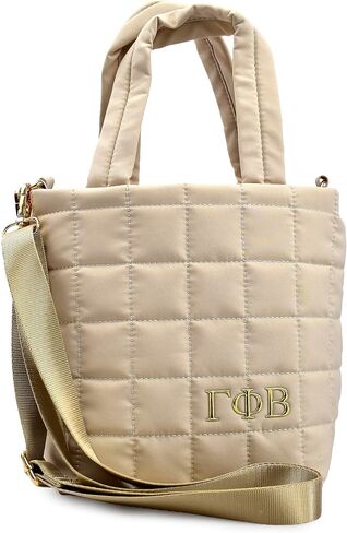 Gamma Phi Beta Quilted Tote Bag- Small Crossbody Bag with Sorority Greek Letters Emblem, 5L Capacity, Gamma Phi Beta Gifts for Women in Saudi Arabia
