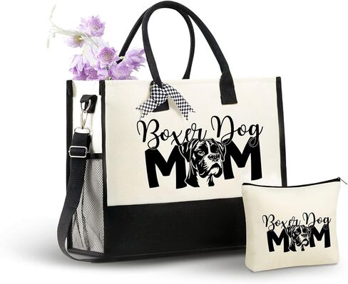 InnoBeta Boxer Dog Gifts for Women Canvas Tote Bag, Boxer Dog Gifts Tote with Top Zipper Closure and Shoulder Strap for Birthday, Mother's Day, Christmas in Saudi Arabia
