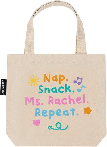 Out of Print Ms. Rachel Mini Tote Bag with Inner Pocket - Officially Licensed Nap. Snack. Ms. Rachel. Repeat. Small Tote Bag for Kids in Saudi Arabia