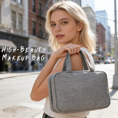 Travel Makeup Bag, Large Capacity Women's Makeup Bag, Waterproof Portable Four-Fold Travel Storage Box, Layered Mesh Toiletries Bag, Suitable for Daily Use, Business Travel, Tourism, etc. (Grey) in Saudi Arabia