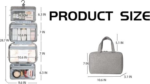 Travel Makeup Bag, Large Capacity Women's Makeup Bag, Waterproof Portable Four-Fold Travel Storage Box, Layered Mesh Toiletries Bag, Suitable for Daily Use, Business Travel, Tourism, etc. (Grey) in Saudi Arabia