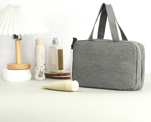 Travel Makeup Bag, Large Capacity Women's Makeup Bag, Waterproof Portable Four-Fold Travel Storage Box, Layered Mesh Toiletries Bag, Suitable for Daily Use, Business Travel, Tourism, etc. (Grey) in Saudi Arabia