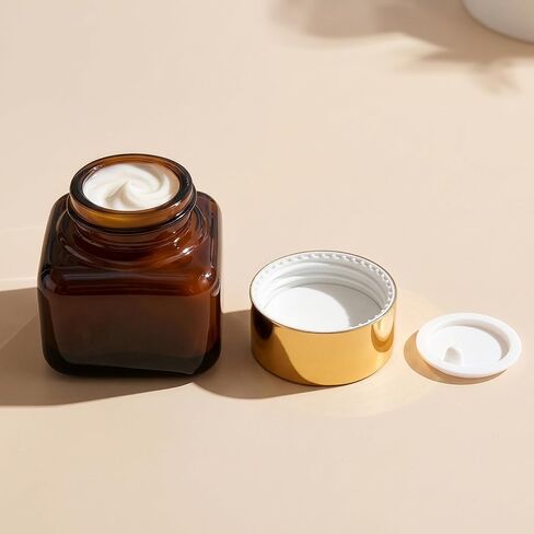 Yarlung 30 Pack 0.5 Oz Amber Small Glass Jars with Lids, Square Brown Cosmetic Sample Jar Leakproof Travel Containers with Inner Liners for Creams, Lotions, Essential Oils, Body Butter in Saudi Arabia