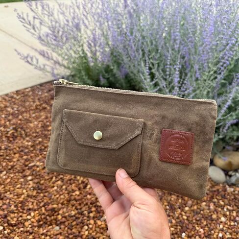 Earth & Fiber Co. Waxed Canvas Toiletry Bag, Compact Slim Design for Traveling, Brown in Saudi Arabia