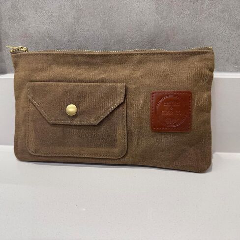 Earth & Fiber Co. Waxed Canvas Toiletry Bag, Compact Slim Design for Traveling, Brown in Saudi Arabia