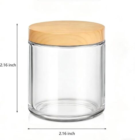 Small Glass Jars with Lids,4oz 2 Pack Clear Small Glass Jars with Plastic Woodgrain Lids Leakproof Round Airtight Empty Cosmetic Reusable Travel Cosmetic Containers for Creams, Makeup, Lotion, Spice in Saudi Arabia