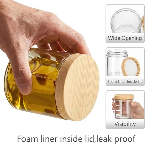 Small Glass Jars with Lids,4oz 2 Pack Clear Small Glass Jars with Plastic Woodgrain Lids Leakproof Round Airtight Empty Cosmetic Reusable Travel Cosmetic Containers for Creams, Makeup, Lotion, Spice in Saudi Arabia