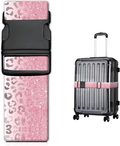 Luggage Strap for Suitcases Adjustable Travel Belt with Quick Release Buckle, Cute Travel Accessories for Suitcase Strap Pink Plaid in Kuwait