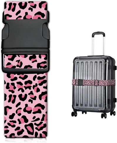 Luggage Strap for Suitcases Adjustable Travel Belt with Quick Release Buckle, Cute Travel Accessories for Suitcase Strap Pink Plaid in Kuwait