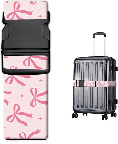 Luggage Strap for Suitcases Adjustable Travel Belt with Quick Release Buckle, Cute Travel Accessories for Suitcase Strap Pink Plaid in Kuwait