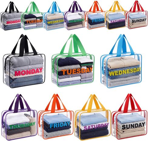 Woanger 7 Pack Packing Cubes for Travel Days of Week Packing Cubes Clear Camping Organizer Storage Bags Handbags for Travel Suitcase in Saudi Arabia