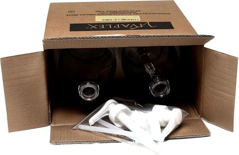 Vivaplex, 2, Large, 64 oz (1/2 Gallon) Clear Glass Jugs with White Lotion Pumps and White Screw Caps in Saudi Arabia