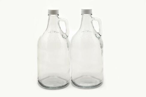 Vivaplex, 2, Large, 64 oz (1/2 Gallon) Clear Glass Jugs with White Lotion Pumps and White Screw Caps in Saudi Arabia