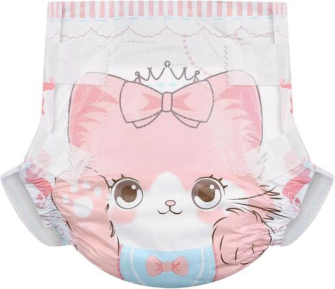 Landofgenie Adjustable Hook-and-Loop Fastener Closure Adult Printed Cloth Back Diaper 10 Pieces - Kitten (Medium 28"-38") in Kuwait