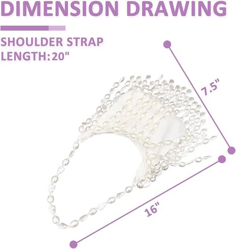 Pearl Purse, White Tasseled Pearl Satin Evening Bags, Shoulder Bag, Handbags for Party Wedding Travel in Saudi Arabia