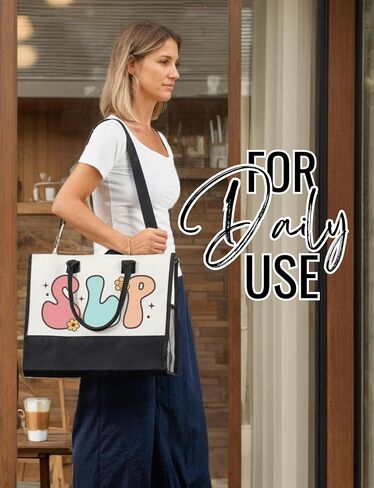 InnoBeta Speech Language Pathologist Speech Therapy Gifts Canvas Tote Bag for Women with Top Zipper Closure and Shoulder Strap, Thank You Gifts for SLP in Saudi Arabia