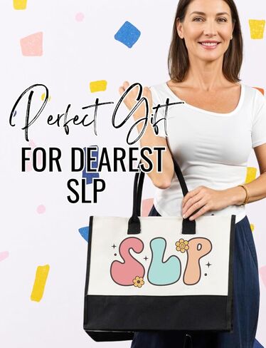 InnoBeta Speech Language Pathologist Speech Therapy Gifts Canvas Tote Bag for Women with Top Zipper Closure and Shoulder Strap, Thank You Gifts for SLP in Saudi Arabia