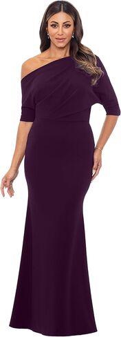 Betsy & Adam Women's Betsy & Adam Women's V-Neck Chiffon Embroidered Applique Bodice Short Sleeve Flowy Floor Length Dress in Saudi Arabia