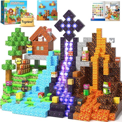 200PCS Magnetic Blocks STEM Sensory Kids Building Toys Magnetic Tiles with Magnet Board for Kids Ages 3+ Birthday for 3-5 6-7 8-12 Year Old Boys & Girls in Kuwait