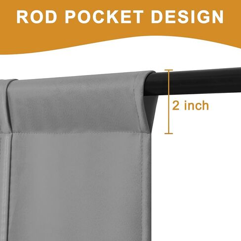 Hiasan Short Blackout Curtains-Thermal Insulated Tie Up Shade for Kitchen, Decorative Adjustable Rod Pocket Curtains for Small Window, Grey, W34 X L45 Inches, 1 Panel in Saudi Arabia