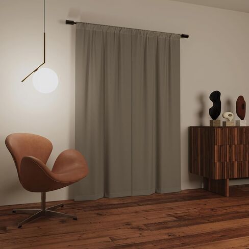 Sun Zero Pendleton 2-Pack Herringbone Magnetic Closure 100% Total Blackout Rod Pocket Curtain Panel Pair, Dark Beige, 37" W x 84" L (2 Panels) in Saudi Arabia