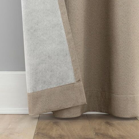 Sun Zero Pendleton 2-Pack Herringbone Magnetic Closure 100% Total Blackout Rod Pocket Curtain Panel Pair, Dark Beige, 37" W x 84" L (2 Panels) in Saudi Arabia