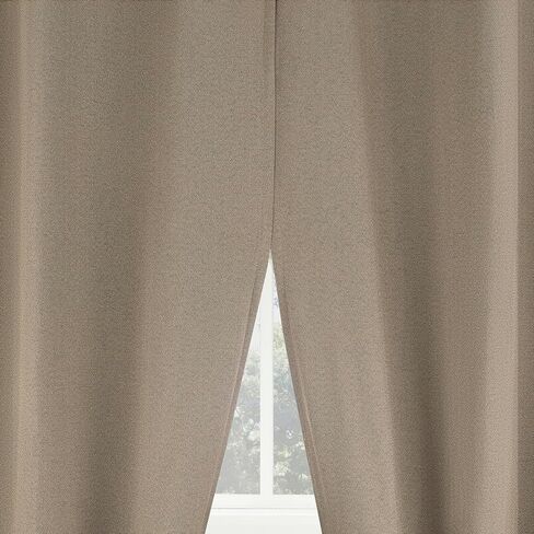 Sun Zero Pendleton 2-Pack Herringbone Magnetic Closure 100% Total Blackout Rod Pocket Curtain Panel Pair, Dark Beige, 37" W x 84" L (2 Panels) in Saudi Arabia