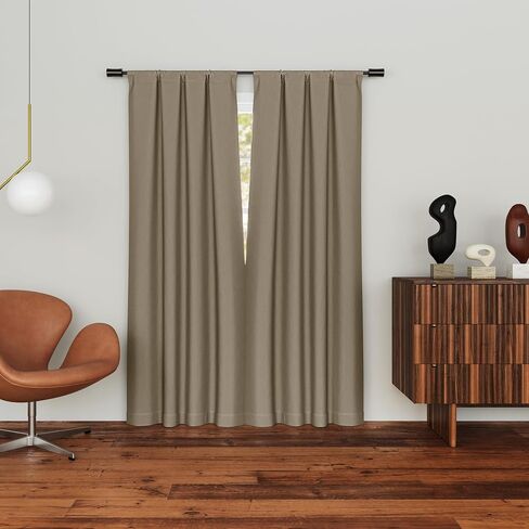 Sun Zero Pendleton 2-Pack Herringbone Magnetic Closure 100% Total Blackout Rod Pocket Curtain Panel Pair, Dark Beige, 37" W x 84" L (2 Panels) in Saudi Arabia