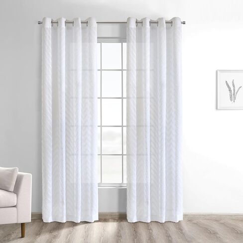 Rabia Sheer Grommet Indoor Curtain 52 x 84 in White in Saudi Arabia