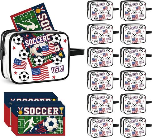 12 Pcs Soccer Goodie Bags, Clear PVC Snack and Soccer Makeup Bags with Gift Cards, Waterproof Zipper Pouches, Perfect for Game Day, Team Gifts & Party Supplies in Saudi Arabia