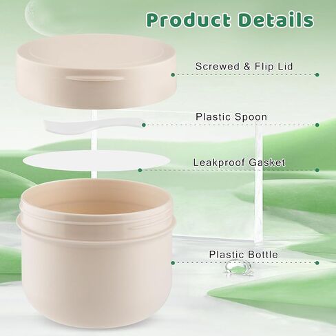 4 Pcs 300ml/10oz Plastic Containers Empty Cosmetic Jars Wide Mouth Makeup Sample Storage Pot with Lid & Inner Liner & Scoop for Lotion Cream Ointments Makeup Nails Paint - Brown in Saudi Arabia