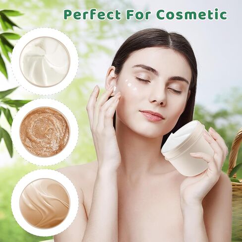 4 Pcs 300ml/10oz Plastic Containers Empty Cosmetic Jars Wide Mouth Makeup Sample Storage Pot with Lid & Inner Liner & Scoop for Lotion Cream Ointments Makeup Nails Paint - Brown in Saudi Arabia