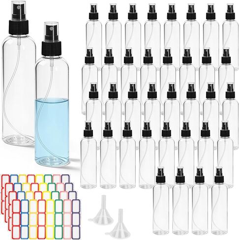 36 Pack Clear Plastic Spray Bottles 8 oz Spray Bottle Fine Mist Cleaning Spray Bottles Transparent 8 oz Empty Sprays Bottle Bulk for Travel, Essential Oils (Black,Clear) in Kuwait