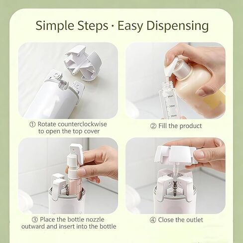 4 in 1 Travel Dispenser Set with 4 Pack 30ML Leak Proof Bottles for Toiletries, Portable Containers for Shampoo Lotion Conditioner Cream (Green) in Saudi Arabia