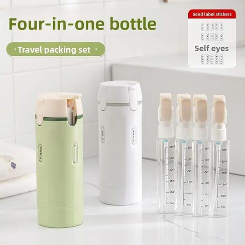 4 in 1 Travel Dispenser Set with 4 Pack 30ML Leak Proof Bottles for Toiletries, Portable Containers for Shampoo Lotion Conditioner Cream (Green) in Saudi Arabia