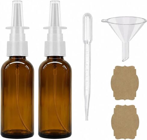 Nasal Spray Bottle Empty Amber Glass 1 oz Nasal Sprayer! EMPTY, Refillable, Travel Sized, Quality Glass for Saline Applications! (2 amber glass bottles) in Saudi Arabia