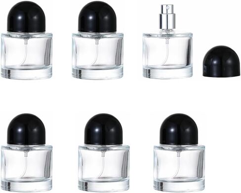 6 قطع رذاذ عطر زجاجي دائري، زجاجة رذاذ عطر فارغة قابلة لإعادة الملء سعة 30 مل للرجال والنساء، موزع زجاجة رذاذ عطر محمول للسفر (أسود) in Kuwait